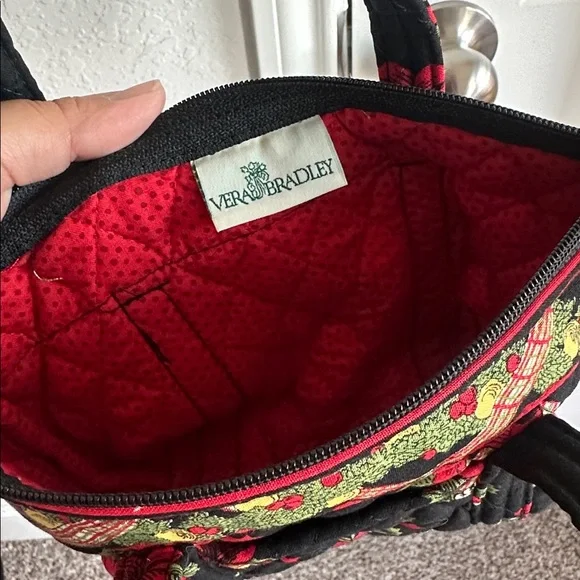 Vintage Vera Bradley Hens & Holly Quilted Mini Tote Handbag Retired Christmas - Picture 3 of 4